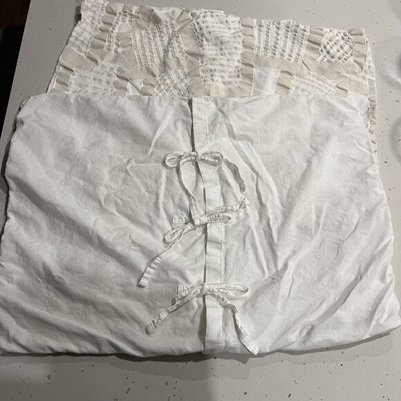 West Elm Modern Geo Standard Shams Set Of 2 White beige neutral farmhouse boho - Picture 3 of 7